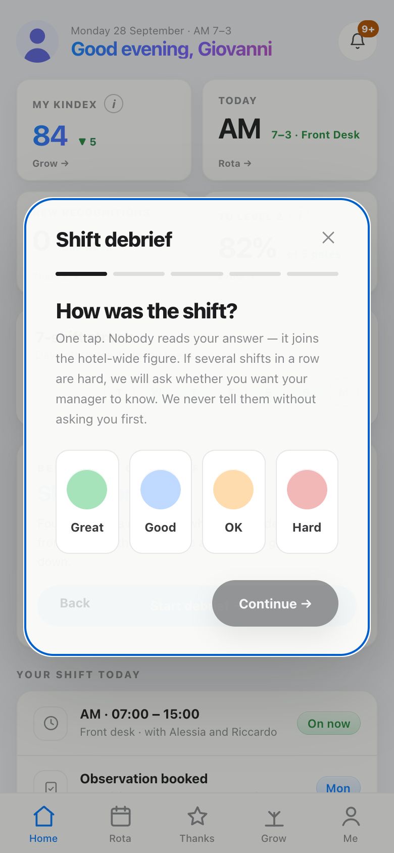The shift debrief — How was the shift?